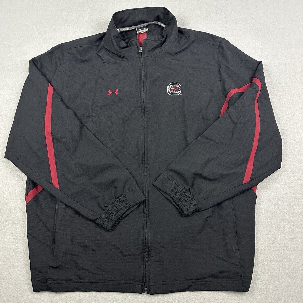South Carolina Gamecocks Jacket Men XL Black Under Armour Windbreaker Basketball